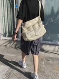 Large Canvas Satchel Bag-Outfit