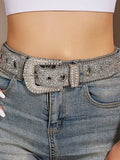 targeted sequin buckle belt with