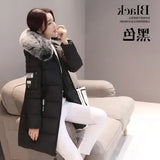 Cotton-Padded Clothes Female In The Long 2024 Winter New Large Size Women's Korean Version Cotton-Padded Clothes Big Wool Collar Thick Cotton-Padded Jacket Coat-Outfit