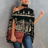 Wise Hot Summer Hanging Bat Sleeve Print Shirt Woman-Outfit