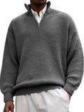 Fongt New Fashion Men's Sweater Casual Long Sleeve Half Zipper Collar Polo Shirt Top Men