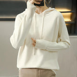 Candy Colors Hooded Sweaters Women's Casual Loose Green Solid Knitted Jumper Oversized Bottoming Pullover Blue Knitwear
