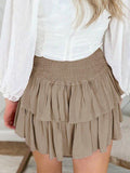 Smock Tiered Ruffle Mini Skirt-Outfit