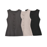 Fongt Homemade New Women's Classic Soft Buckle Vest Blouse 5039394