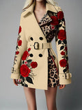 Fongt New Fashion Temperament Print Collar Coat Women's Clothing
