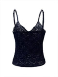 Lace V Neck Bow Tie Up Cami Top-Outfit