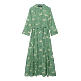 New Printed Belt Slim And Slim Long Dress 2183049-Outfit