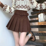 Fongt Half-Dress Girl Hottie Thin A-Word Short Skirt Summer New High-Waist College Style Pure Folding Skirt