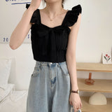 Fongt Sexy Famous Sling Women Summer New Sweet And Spicy Moat Leaf Side Umbilly Short Sleeveless