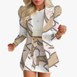 Crocheted Flower Printed Elegant Graceful Commute Slim-fit Suit