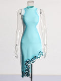 2025 New High-End Waveside Irregular Mid-Scrapid Design Squint Splicing Gradient Sleeveless