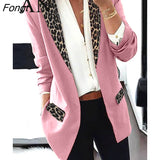 Spring Women's Long Sleeve Leopard-print Small Suit Coat Women's Banquet Dress Woman Jacket Oversized Blazer