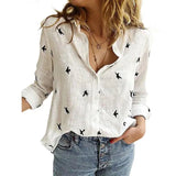 Print Long-Sleeve Blouse Loose Casual Office