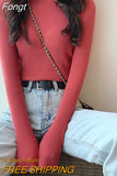 Turtleneck Sweater Women Autumn Casual Thin Long Sleeve Tops Base Knitted Sweaters Solid Color Slim Stretch