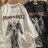 angel Goth Hoodie Women Oversized Emo Punk Harajuku winter Top Dark Aesthetic Fairy Grunge Alt Plus Size Alternative