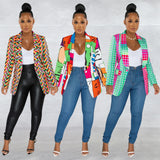 Fashion Avant-Garde Women's Big Lapel V Neck Long Sleeve Suit Single Woman-Outfit