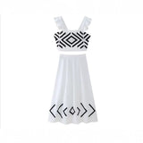 Fongt Women's Clothing Explosion Sleeveless Waveside Printed Vest Half-Skirt Suit