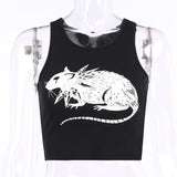 Fongt Design Summer New Mouse Print Vest 2024 Sexy Crop Small Vest Woman-Outfit