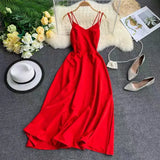 New-Coming Spring Summer Holiday Long Dress Cross Spaghetti Strap Open Back Beach Style Ankle-Length Women