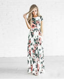 Summer Round Neck Flowers Print Long Sleeve