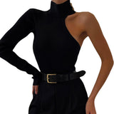Fongt Women's Summer Single-Sleeve Long-Sleeved Round-Necked Body-In-Body Women's Uniform Sexy Style Fashion Sexy