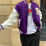 Varsity Lettering Embroidery Jacket-Outfit