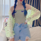 New Korean Style Loose Flower Printed Thin Jacket Sunscreen Women Long Sleeve Casual Sunscreen Jacket Veste