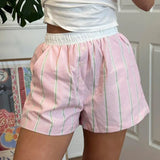 Button Splicing Striped Loose Pockets Basic Simple Casual Street Shorts New Summer 2024 Style-Outfit