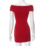 Slash Neck Bodycon Mini Dress-Outfit