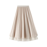 Fongt Silk Folded Skirt Net Yarn Half-Dress Woman Long Yarn Skirt On Both Sides Of The 9230