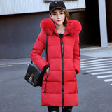 Cotton-Padded Clothes Female In The Long 2024 Winter New Large Size Women's Korean Version Cotton-Padded Clothes Big Wool Collar Thick Cotton-Padded Jacket Coat-Outfit