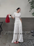 Fongt Xixi 2025 Autumn Black Standard Temperament High-Waisted Ribs Leisure Straight Legs Casual Pants Women 85249