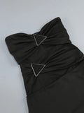 Black Cut Out Removable Off Shoulder Sleeves Mini Dress-Outfit