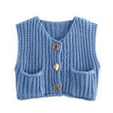 Fongt Women's Explosive Coarse Knitted Vest Cardigan