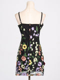 Fongt 2025 New Temperament Elegant Three-Dimensional Flower Mesh Splicing Heavy Industry Embroidery Sling Dress