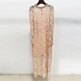 Fongt Spring And Summer New Star Fashion Nails Studded Long Sleeves Of Water-Soluble Lace Dress
