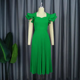 Fongt Spring And Autumn Purple Square Dress Elegant Temperament Casual Commuting 100 Fold Dress Dress