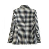 Fongt Autumn New Women's Wear Thousand Bird Case Double Breasted Suit Jacket Thousand Bird Case Casual Shorts Suit-Outfit