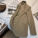 Fongt Suit Jacket Female GJ Sense Spring Autumn 2024 New White Korean Version Fashion Long Small Suit-Outfit