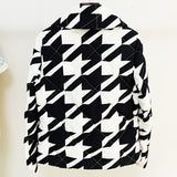 QUALITY Newest 2023 Winter Designer Parka Coat Women's Lion Buttons Houndstooth Printed Down
