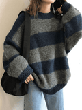 Oversized Stripe Pullover Sweater-Outfit
