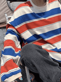 Vintage Striped Pullover Sweatshirt-Outfit