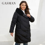 Women's Winter Down Jacket Long Classic Design Zipper Pocket Women Solid Color Coat Leisure Plus Size Parkas