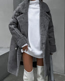 Fongt Winter New Fur Coat Collar Long Sleeves Plush Jacket