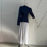Fongt 2025 New Solid Color Dress Fashion Fake Two Long-Sleeved Dress Women