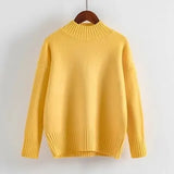 Winter Women Sweater Korean Mock Neck Warm Knitted Pullover Long Sleeve White Classic Bottoming Knitwear Tops 2023