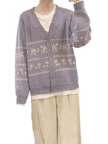 Cute Floral Vintage Cardigan Sweater V Neck
