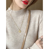 Fongt Women's Half-High Collar Bottom Shirt With Autumn And Winter Gas Sweater 2024 New High-End Feel