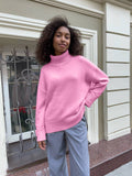 Fongt Selling Solid Women's Knitting Knitting Jacket High-Collar Sweater Loose 066