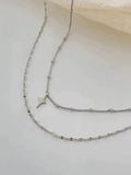 Double Layered Star Charm Necklace-Outfit